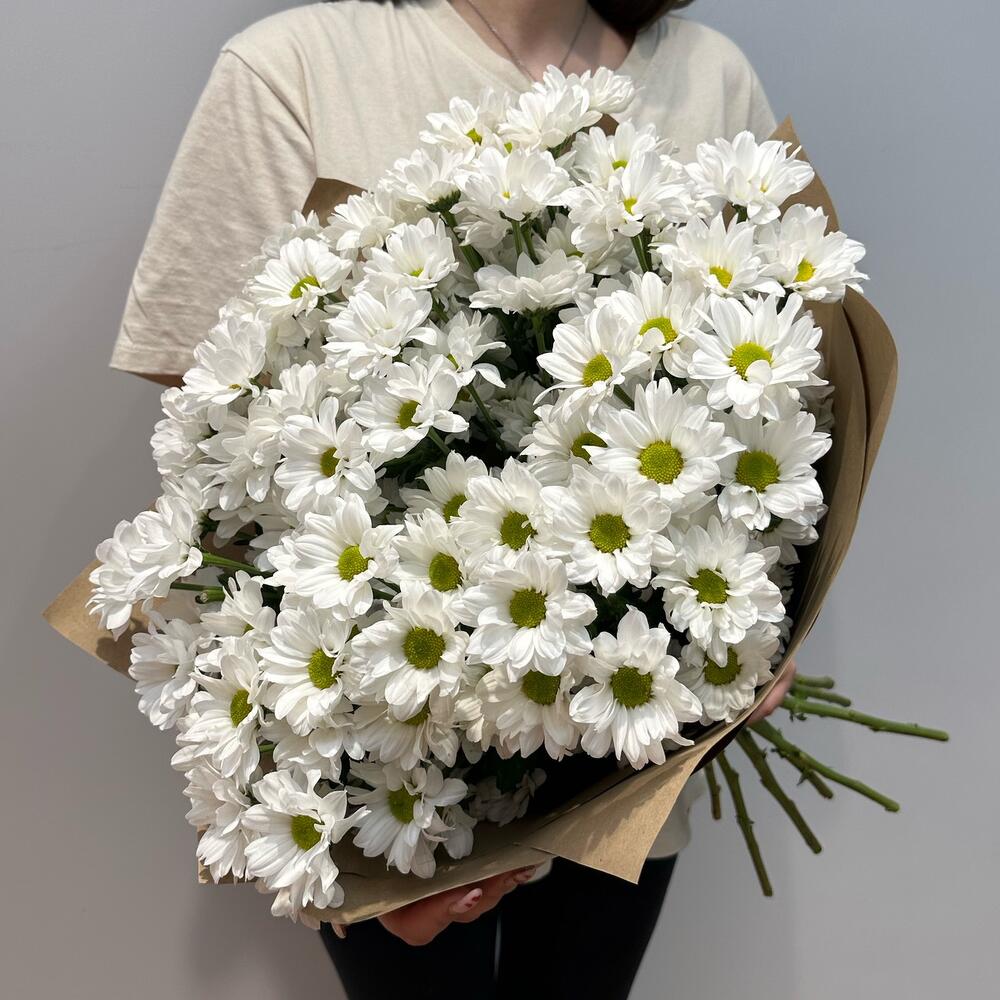 Букет «Летняя свежесть» – дыхание лета в белых хризантемах Новокузнецк Кемеровская область