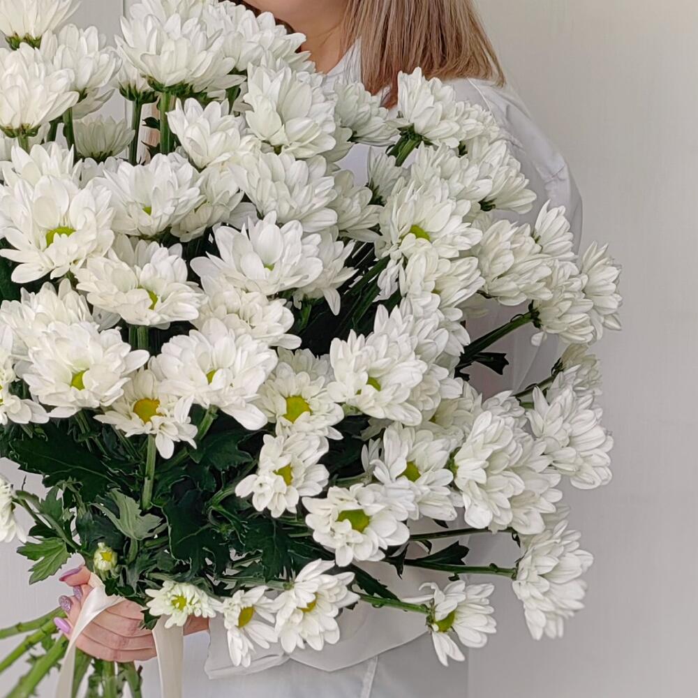 Букет «Ромашка» — свежесть белых хризантем в деревенском стиле Новокузнецк Кемеровская область