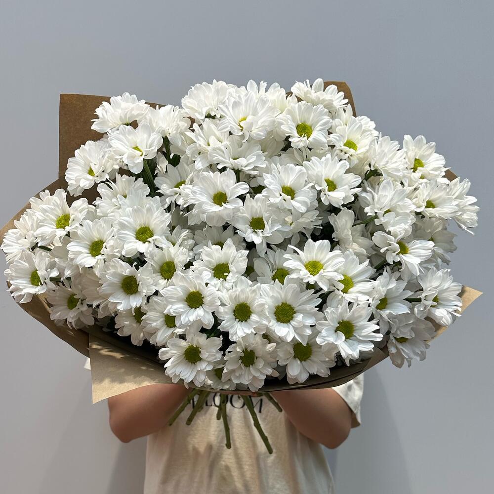 Букет «Летняя свежесть» – дыхание лета в белых хризантемах Новокузнецк Кемеровская область